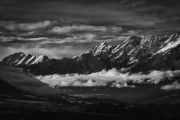 sunset at a mountain range near innsbruck