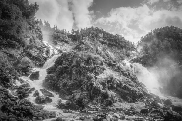 high key waterfall in norway